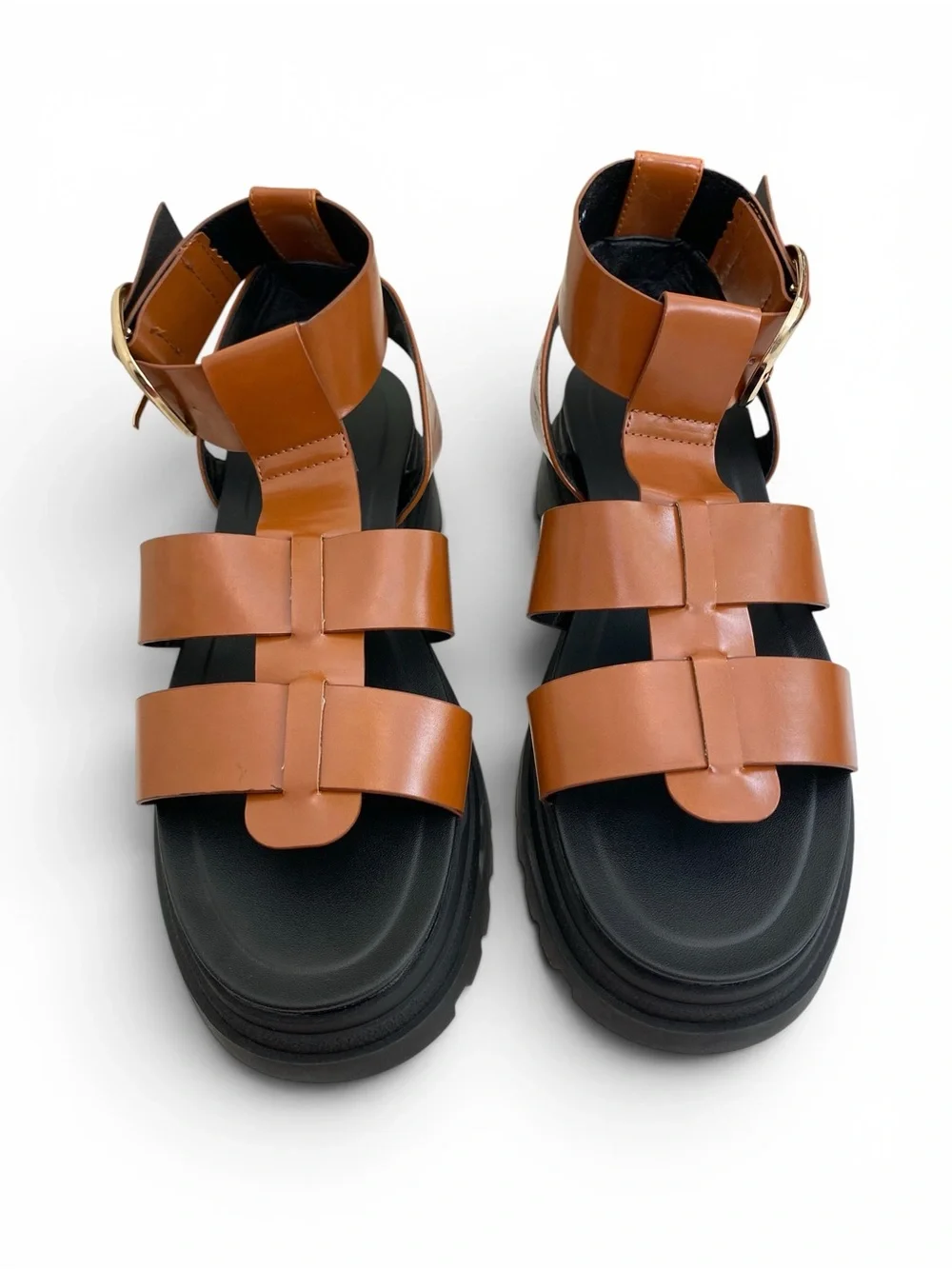 ASOS DESIGN Factor Buckle Hardware Chunky Fisherman Flat Sandals In Tan Sz 11